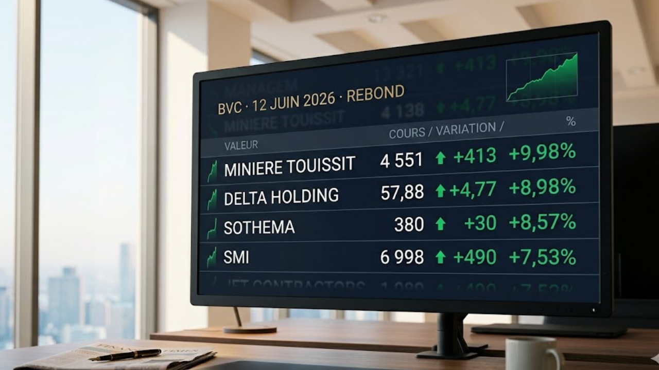 Clôture BVC 12 juin 2026 : rebond technique massif — Minière Touissit réservée à +10%, SMI +7,53%, Sothema +8,57%, F&G à 47,7