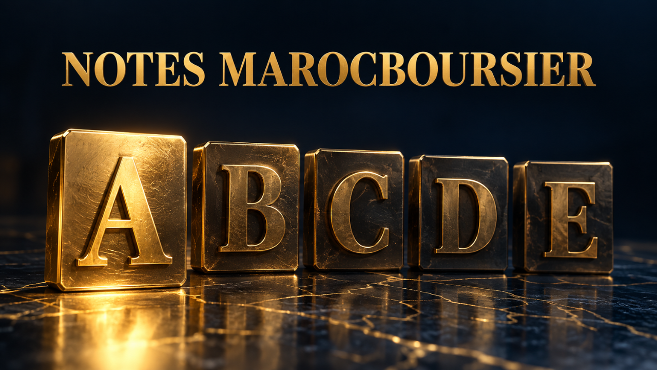 Annonce de la Note MarocBoursier, publi&eacute;e le 25 septembre 2026 : chaque soci&eacute;t&eacute; de la Bourse de Casablanca pr&eacute;sente dans la base de MarocBoursier, cinquante &agrave; ce jour, re&ccedil;oit une note sur 100 et une lettre de A &agrave; E, recalcul&eacute;es &agrave; chaque s&eacute;ance selon une m&eacute;thode publi&eacute;e ; la note combine trois notes sur 20, Qualit&eacute;, Prix et Risque, pond&eacute;r&eacute;es &agrave; 40%, 40% et 20%, chaque ratio &eacute;tant situ&eacute; parmi les soci&eacute;t&eacute;s comparables ; l&rsquo;article d&eacute;taille la construction de la note, un exemple complet sur Holcim Maroc, les fonctionnalit&eacute;s de la page, les absences et signalements, et ce que la note n&rsquo;est pas : ni une recommandation, ni une pr&eacute;vision, ni une valeur intrins&egrave;que